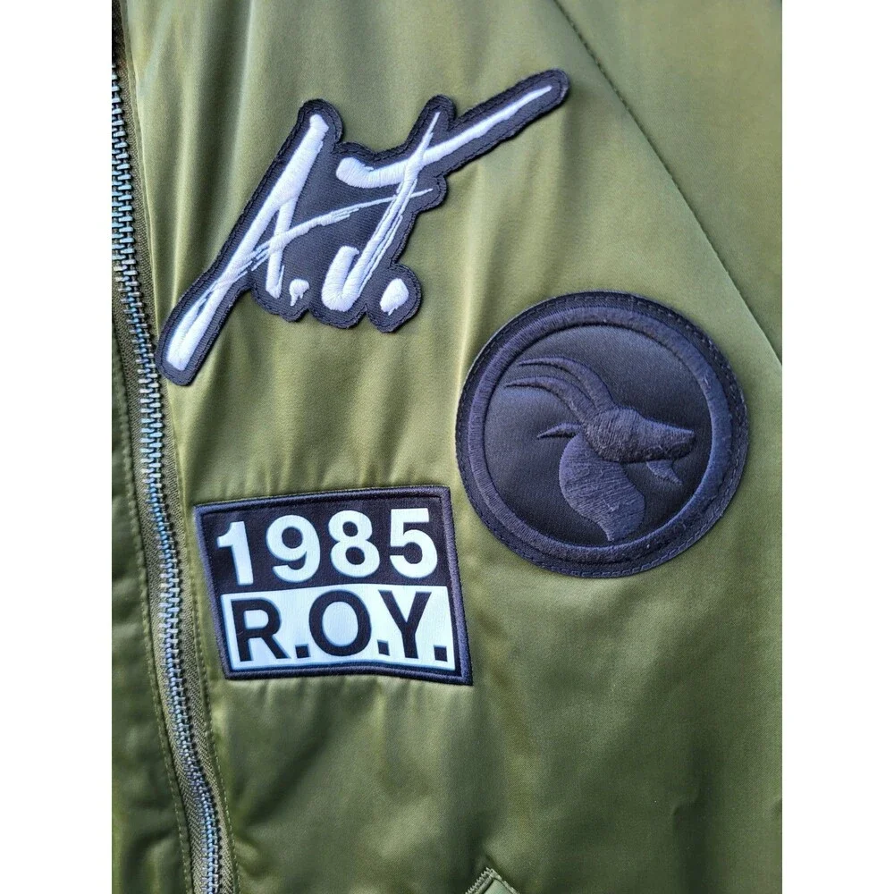 Jordan Air Men’s Small Goat Bomber Jacket Green Rookie Of The Year 1985 R.O.Y